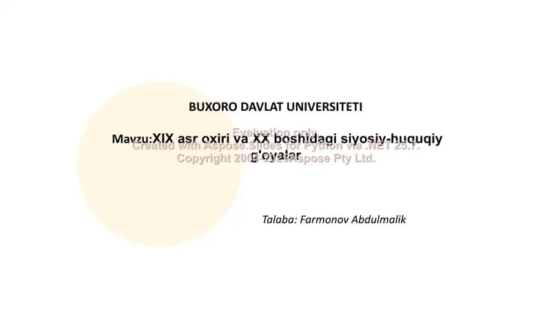 XIX asr oxiri va XX boshidagi siyosiy-huquqiy g'oyalar