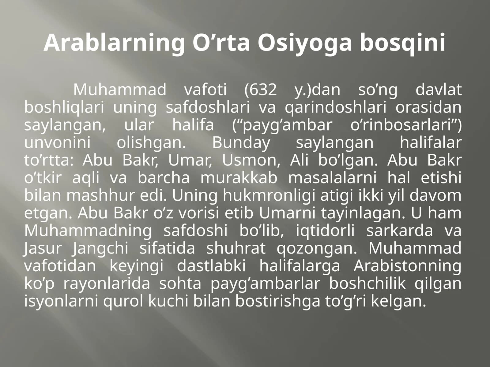 ArablarningO’rtaOsiyogabosqini