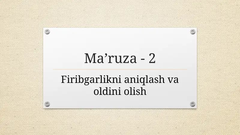 Firibgarliknianiqlashvaoldiniolish