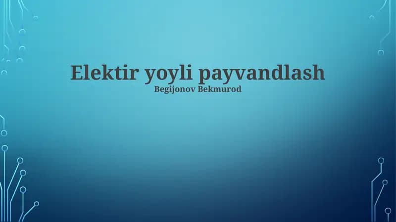 Elektir yoyli payvandlash