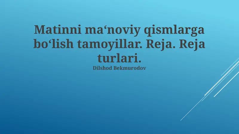 Semantik Matn Segmentatsiyasi