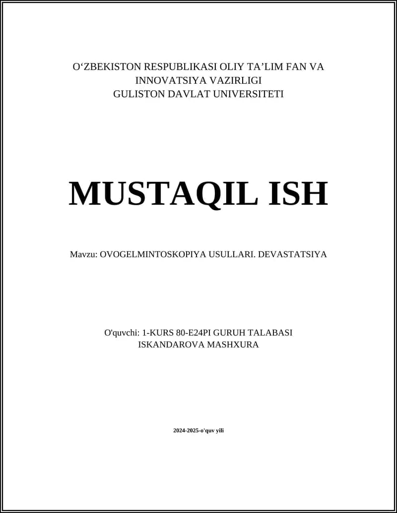 OVOGELMINTOSKOPIYA USULLARI