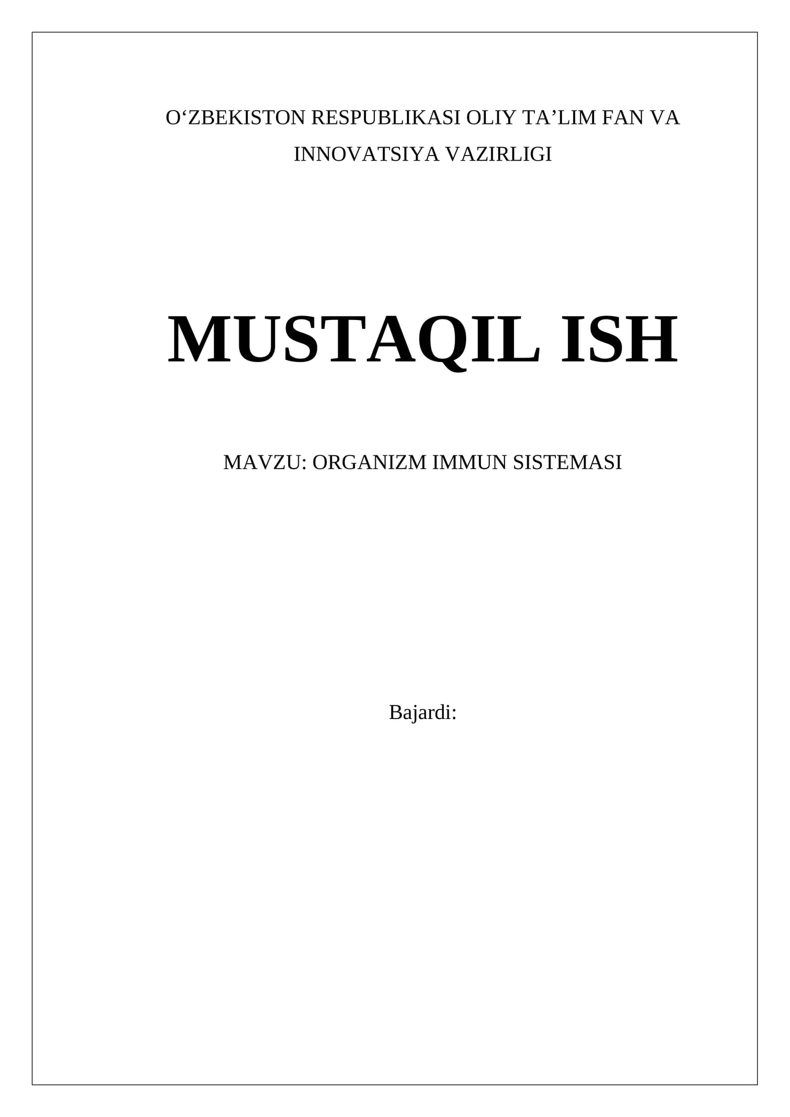 Organizm Immun Sistemi