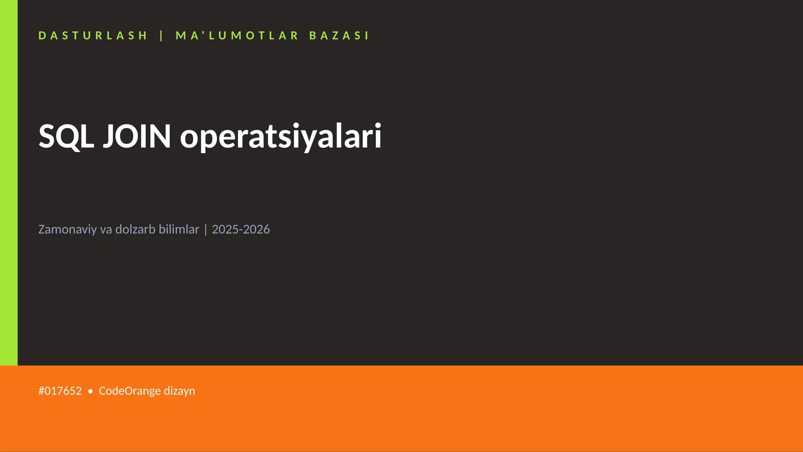 SQL JOIN operatsiyalari