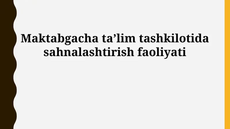 Sahnalashtirish faoliyati