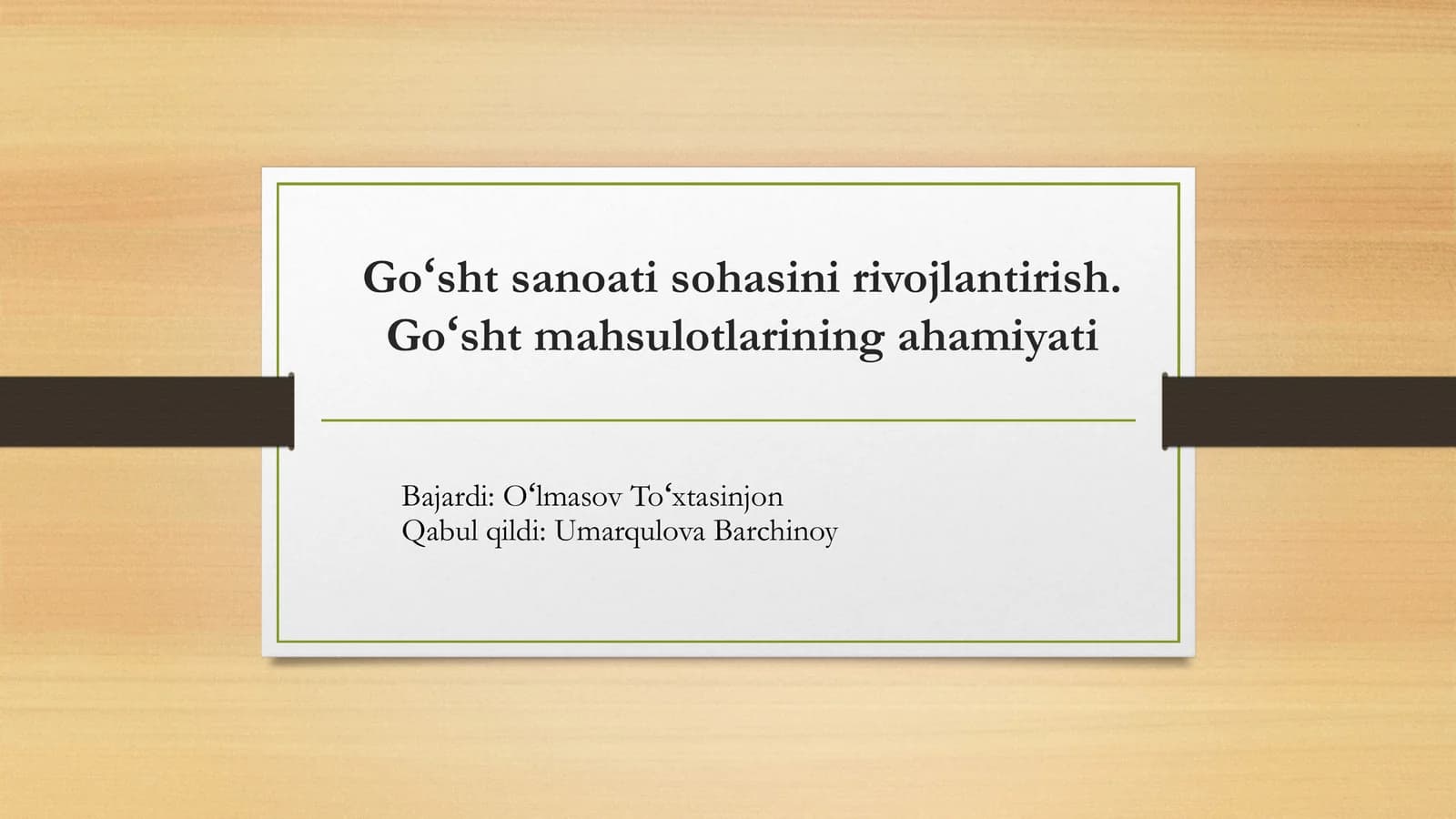 Goʻsht sanoati sohasini rivojlantirish