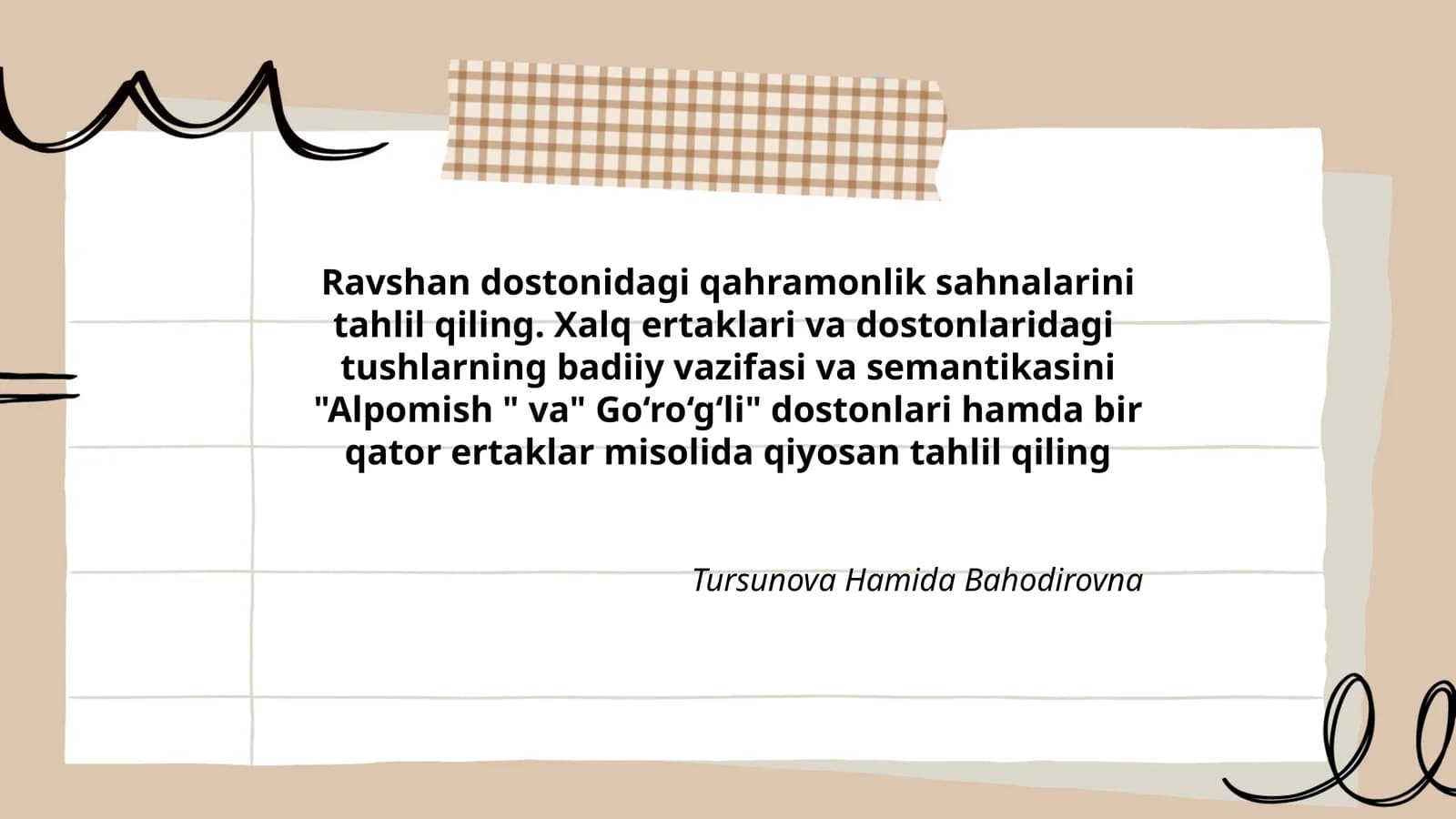 Ravshan dostonidagi qahramonlik sahnalarini tahlil qiling