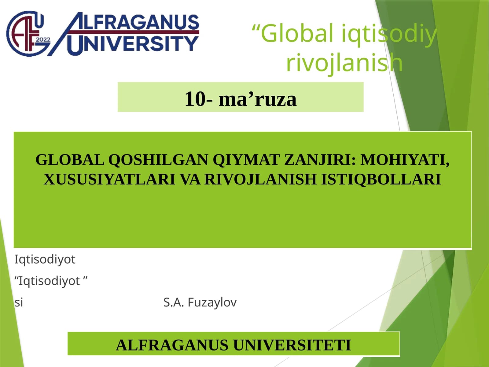 GLOBAL QOSHILGAN QIYMAT ZANJIRI: MOHIYATI, XUSUSIYATLARI VA RIVOJLANISH ISTIQBOLLARI