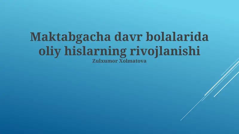Oliy his-tuyg'ularning rivojlanishi