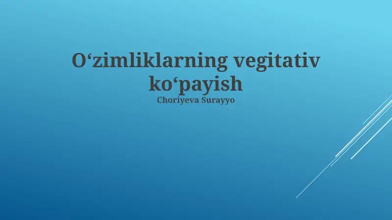Oʻzimliklarning vegitativ koʻpayish