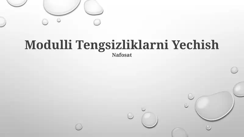 Modulli Tengsizliklarni Yechish