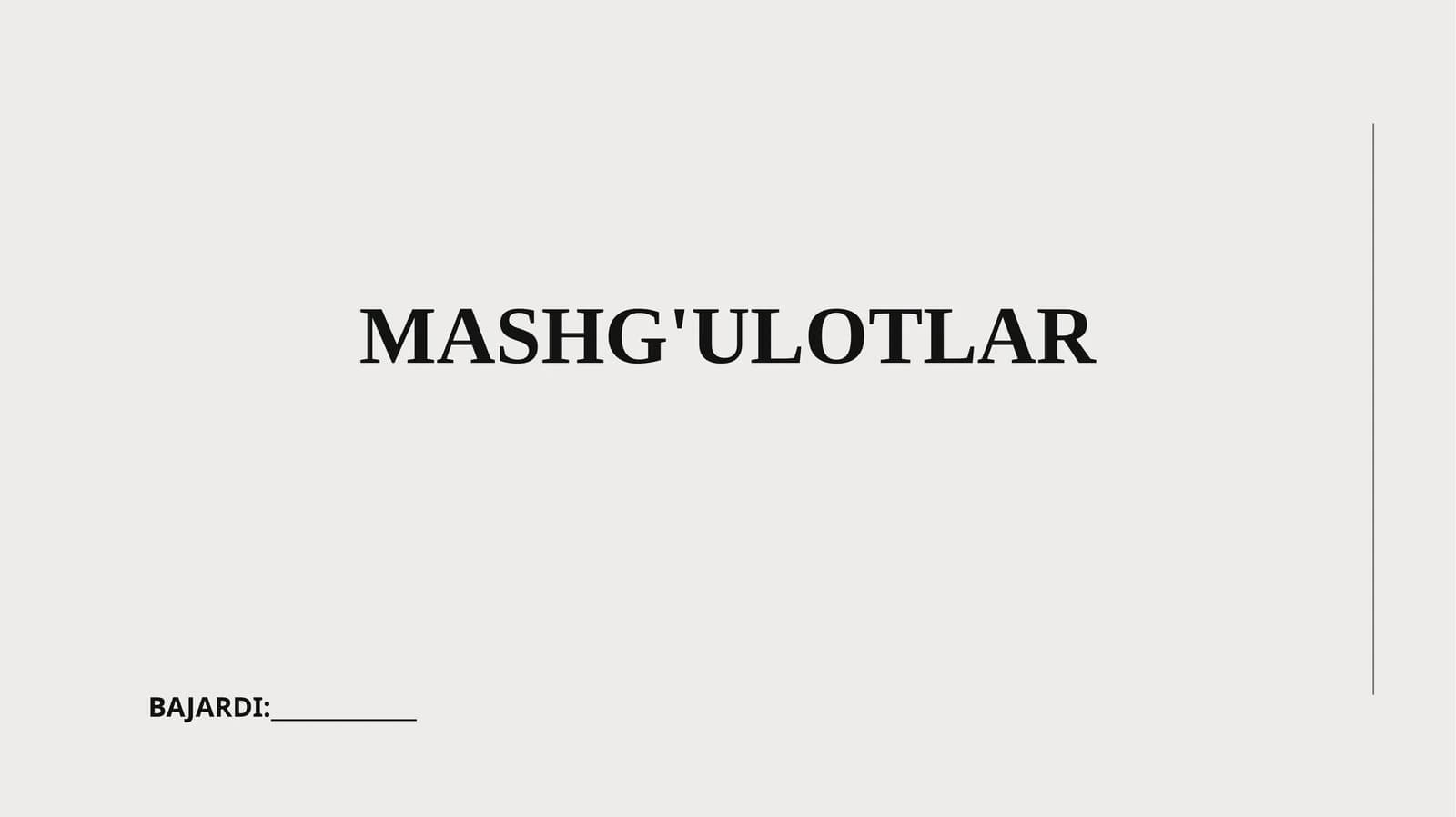 Mashg'ulotlar