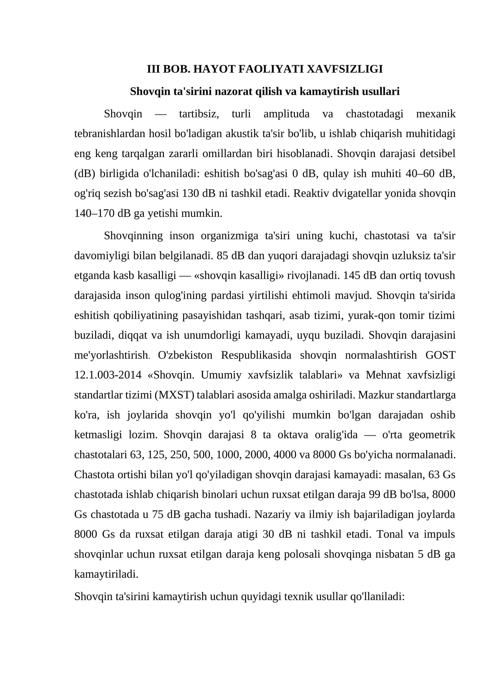 HAYOT FAOLIYATI XAVFSIZLIGI