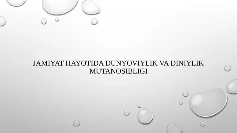 Jamiyat hayotida dunyoviylik va diniylik mutanosibligi