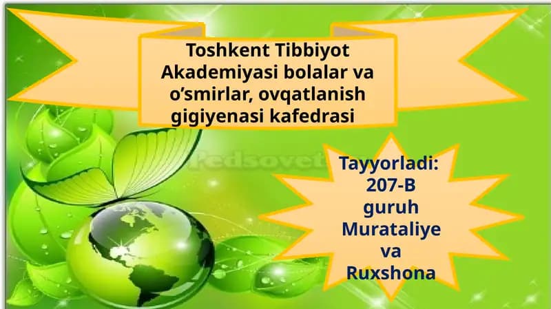 Toshkent Tibbiyot Akademiyasi bolalar va o'smirlar ovqatlanish gigiyenasikafedrasi