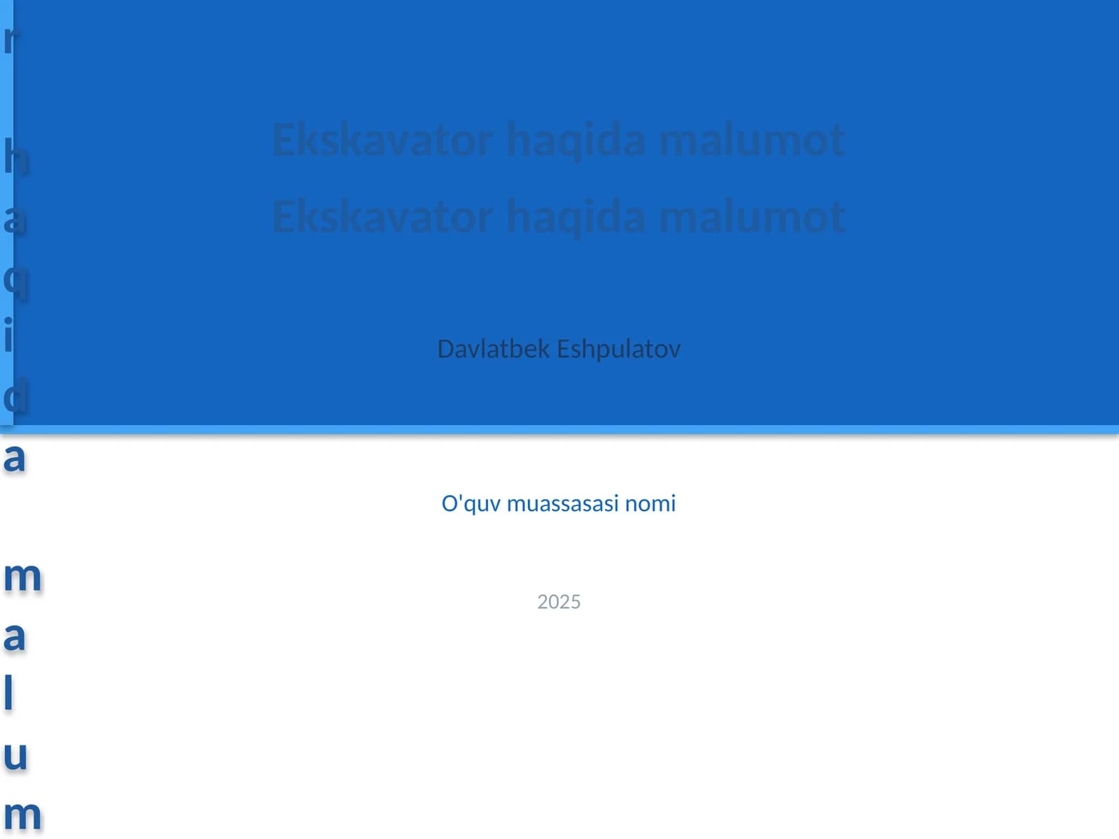 Ekskavator haqida malumot
