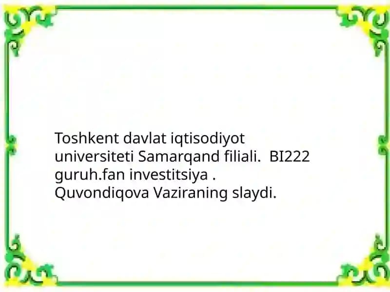 Kapitalqurilish va kapital qo'yilmalar