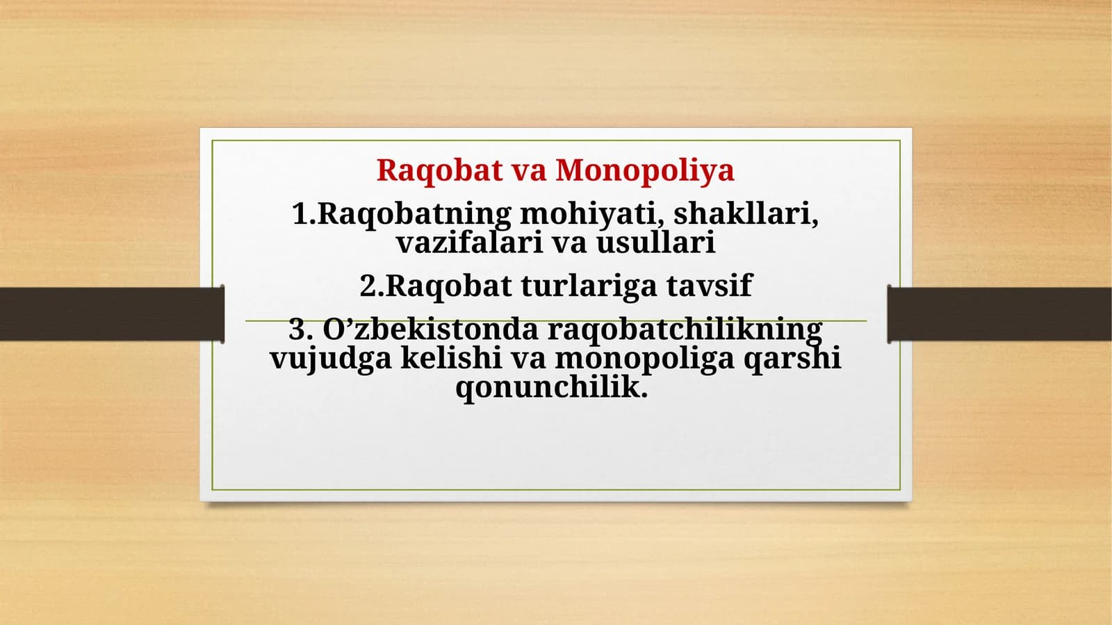 Raqobat va Monopoliya