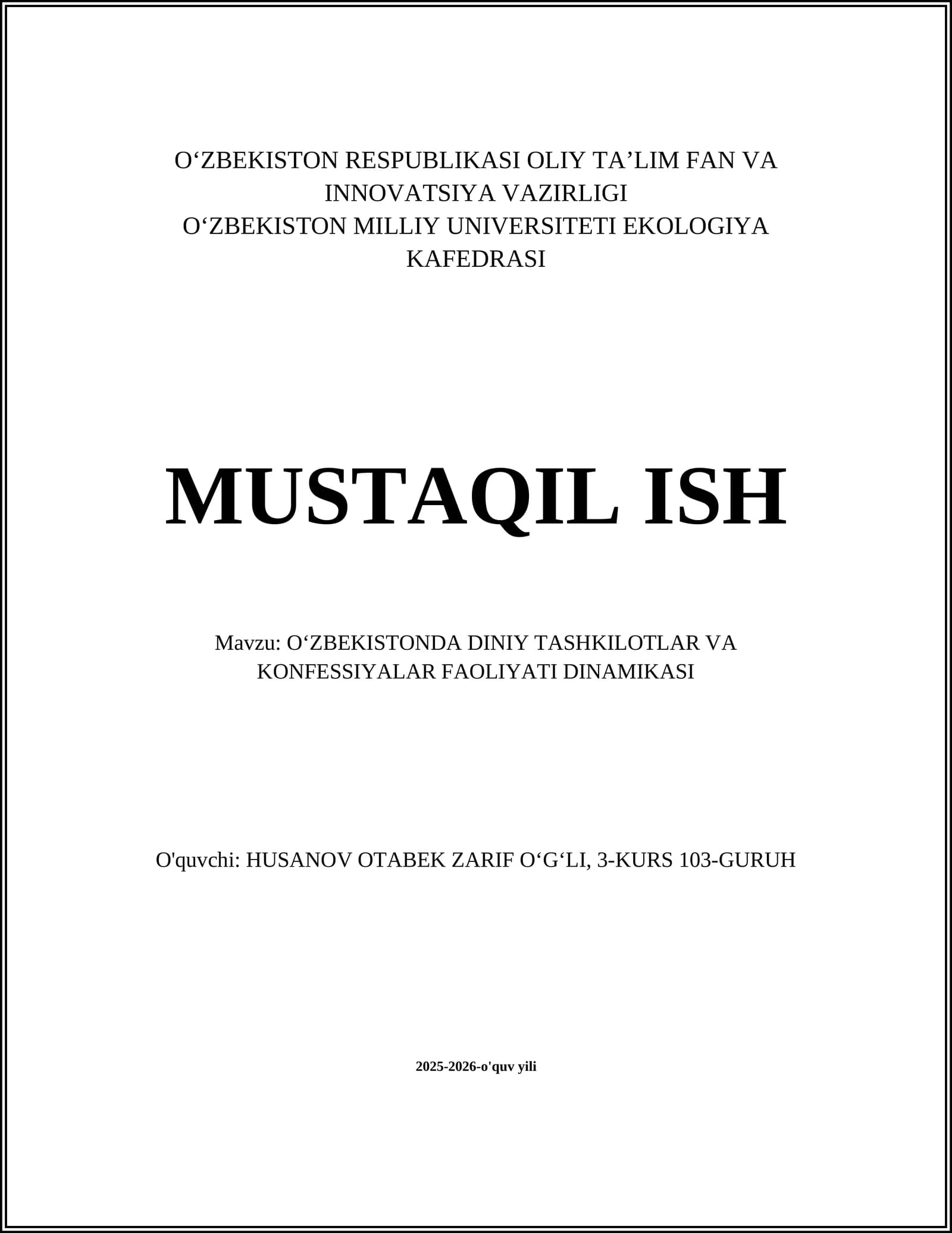 Oʻzbekistonda diniy tashkilotlar va konfessiyalar faoliyati dinamikasi