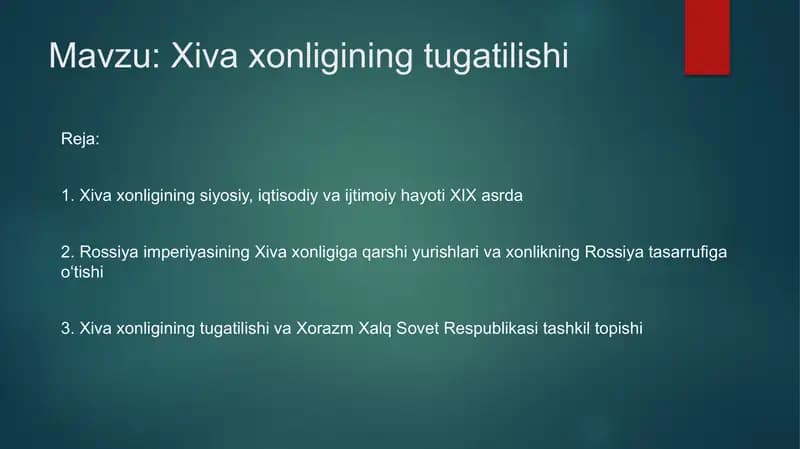 Xiva xonligining tugatilishi