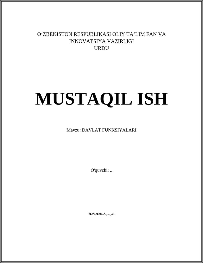 DAVLAT FUNKSIYALARI