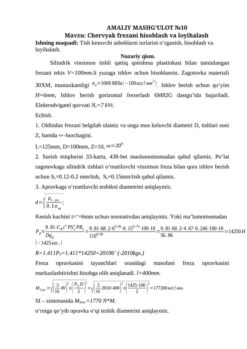 AMALIY MASHG’ULOT №10