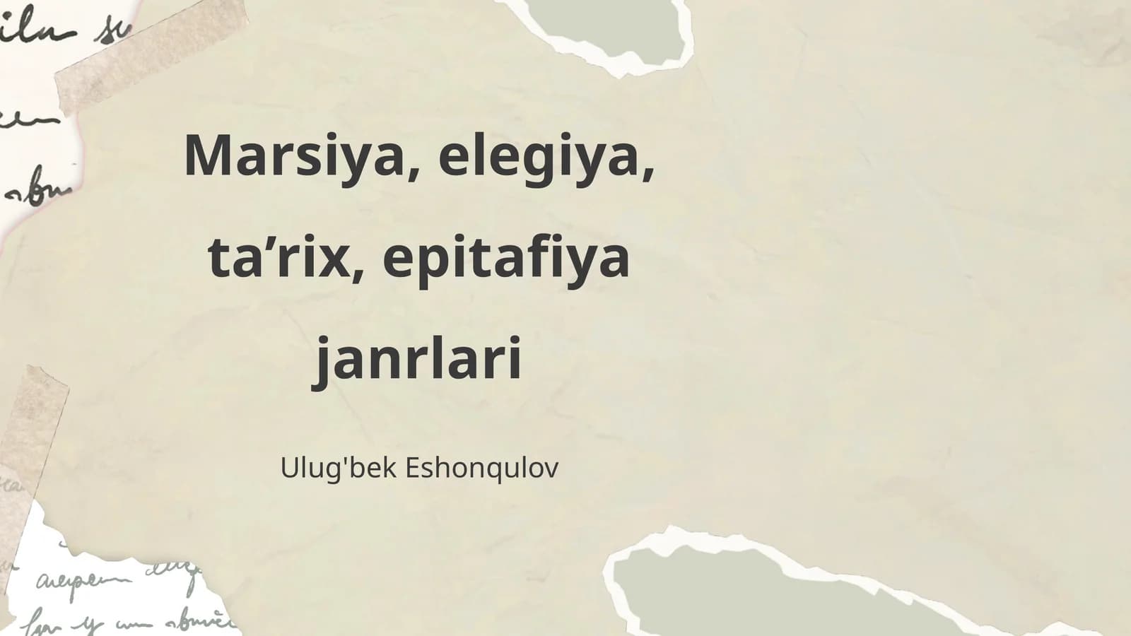 Marsiya, elegiya, ta’rix, epitafiya janrlari