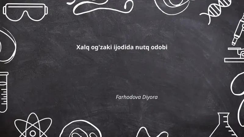 Xalq og'zaki ijodida nutq odobi