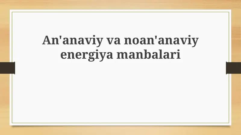 Energiya manbalari