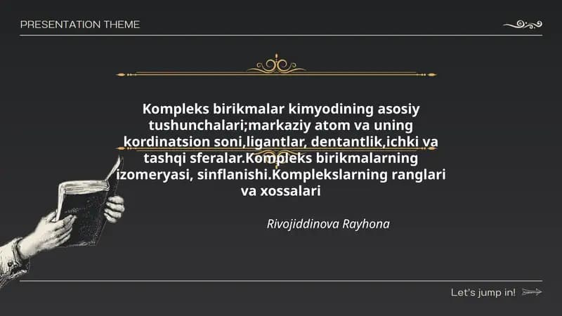 Kompleks birikmalar kimyodining asosiy tushunchalari
