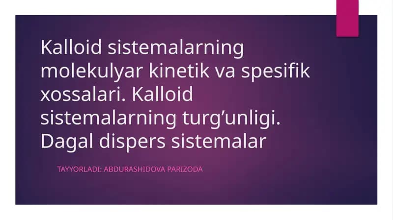 Kalloid sistemalar