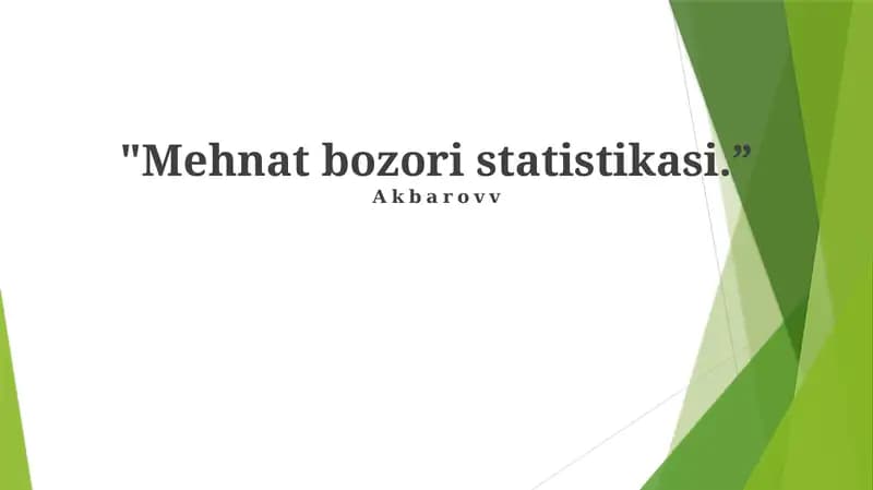 Mehnat bozori statistikasi