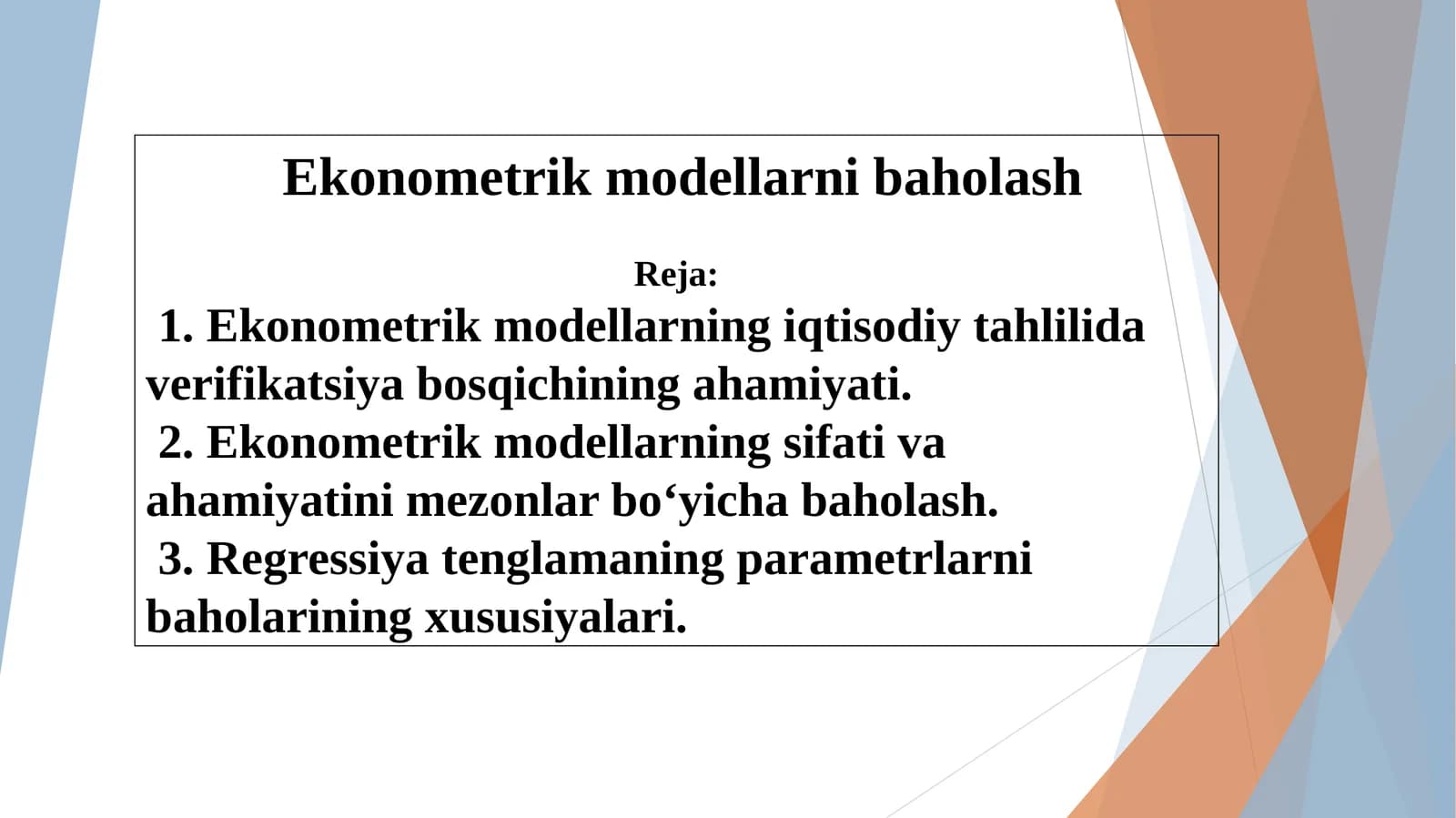 Ekonometrik modellarni baholash