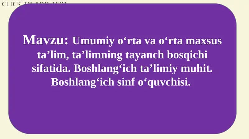 Maktabgacha ta'lim va boshlang'ich ta'lim