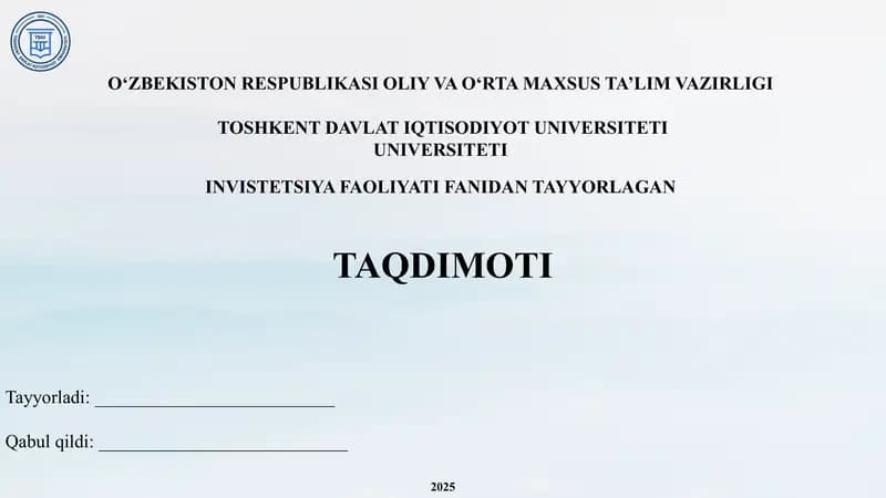 Ozarbayjon davlatining investatsiya tahlili