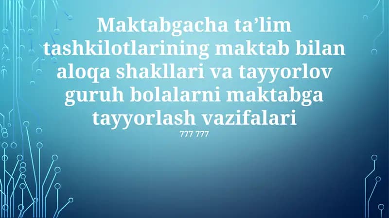 Bolalar bog'chasidagi bolalarni maktabga tayyorlash