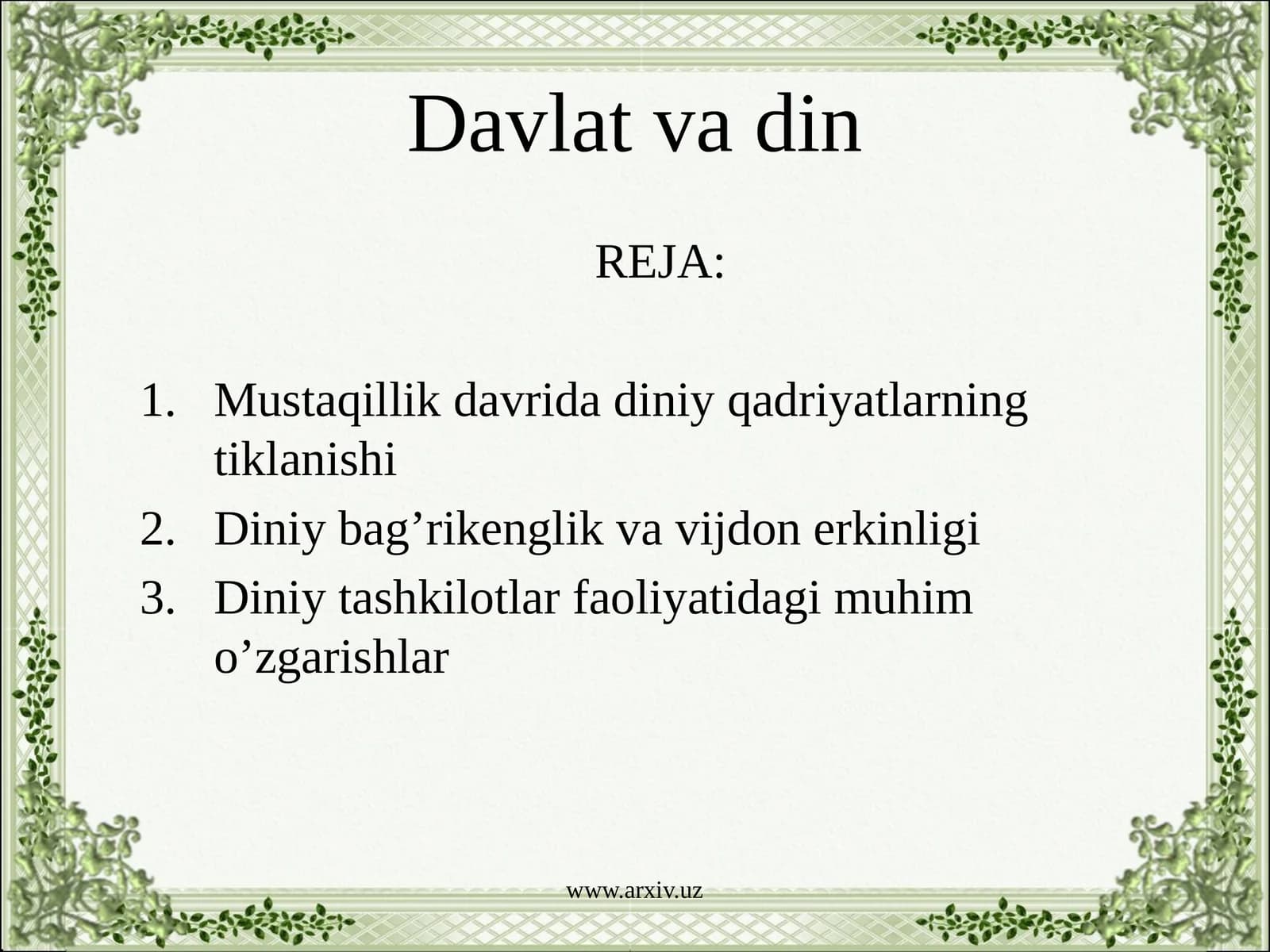 Davlat va din