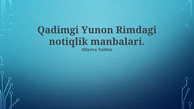 Qadimgi Yunon Rimdagi notiqlik manbalari