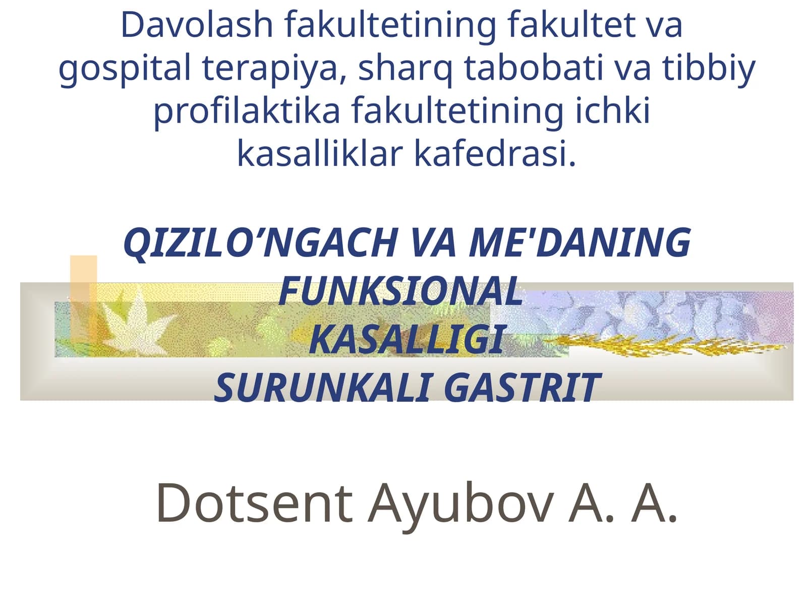 QIZILO’NGACHVA ME'DANING FUNKSIONAL KASALLIGI SURUNKALI GASTRIT