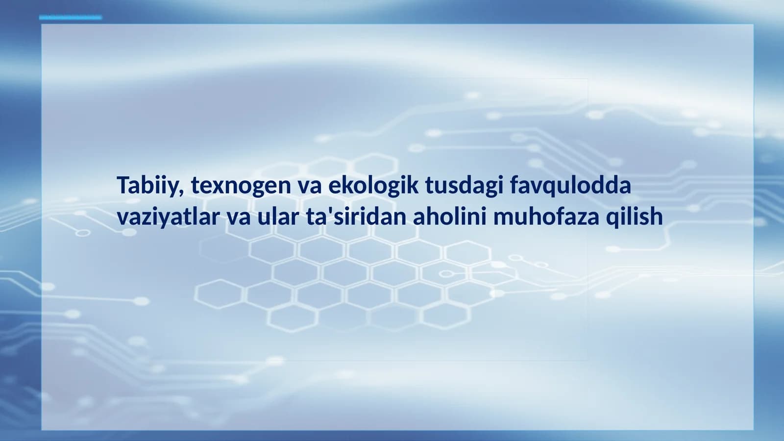 Favqulodda vaziyatlar va aholi xavfsizligi: Kirish