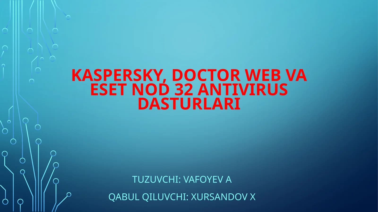 Kaspersky, Doctor Web Va Eset nod 32 Antivirus dasturlari