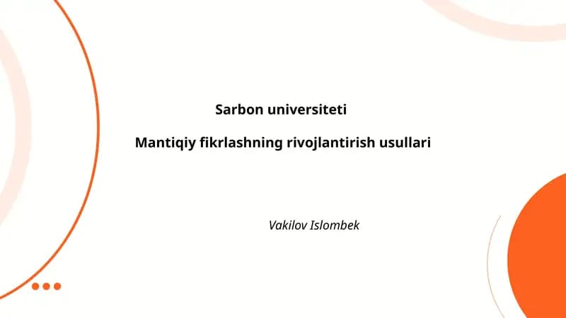 Sarbon universiteti Mantiqiy fikrlashning rivojlantirish usullari