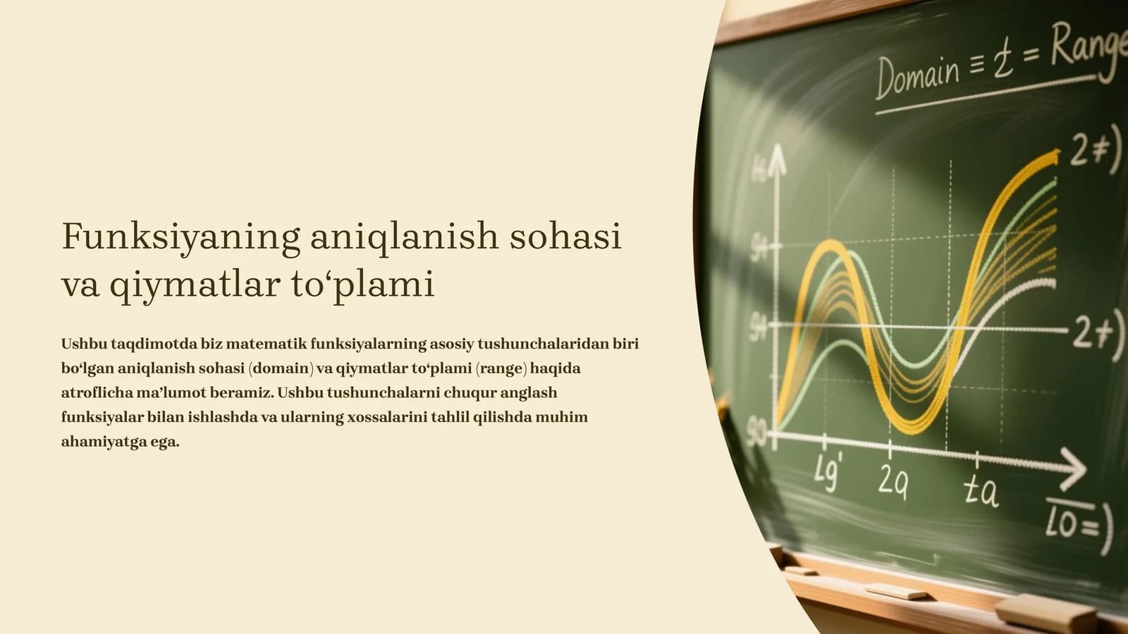 Funksiyaning aniqlanish sohasi va qiymatlar toʻplami