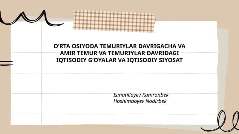 O’RTA OSIYODA TEMURIYLAR DAVRIGACHA VA AMIR TEMUR VA TEMURIYLAR DAVRIDAGI IQTISODIY G‘OYALAR VA IQTISODIY SIYOSAT