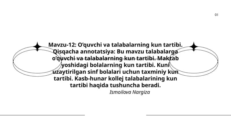 O’quvchi va talabalarning kun tartibi