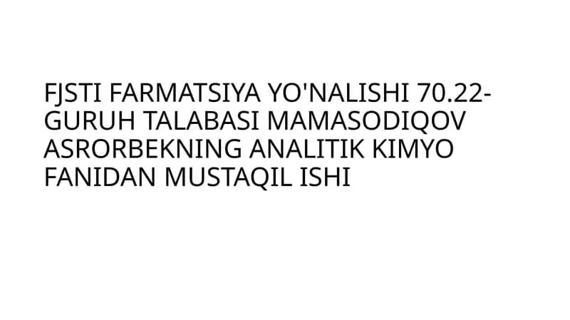 Bromometriktitrlashusulibilanfarmatsevtikpreparatlarnimiqdoriyaniqlashusuli