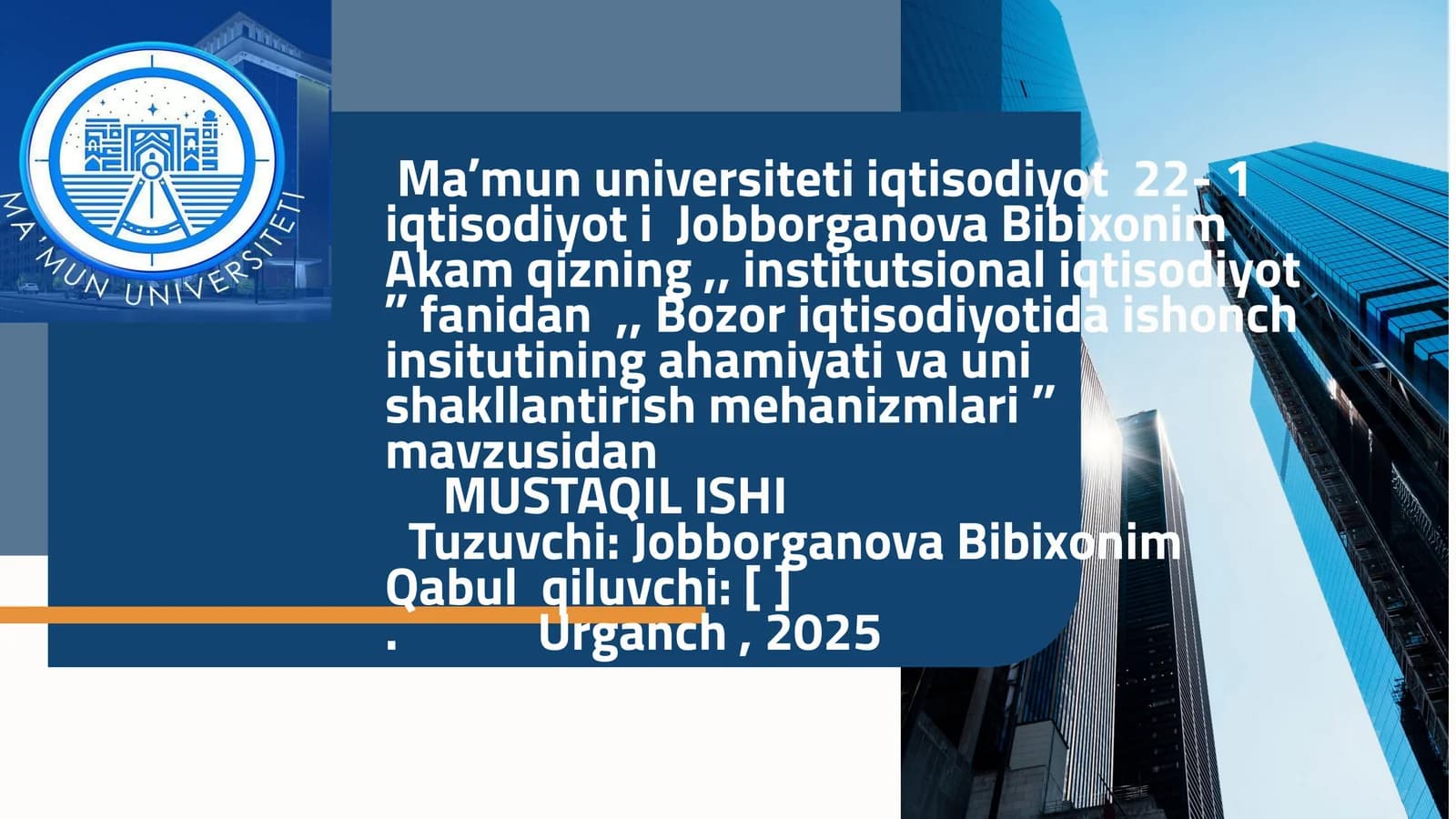 Bozor iqtisodiyotida ishonch insitutining ahamiyati va uni shakllantirish mehanizmlari