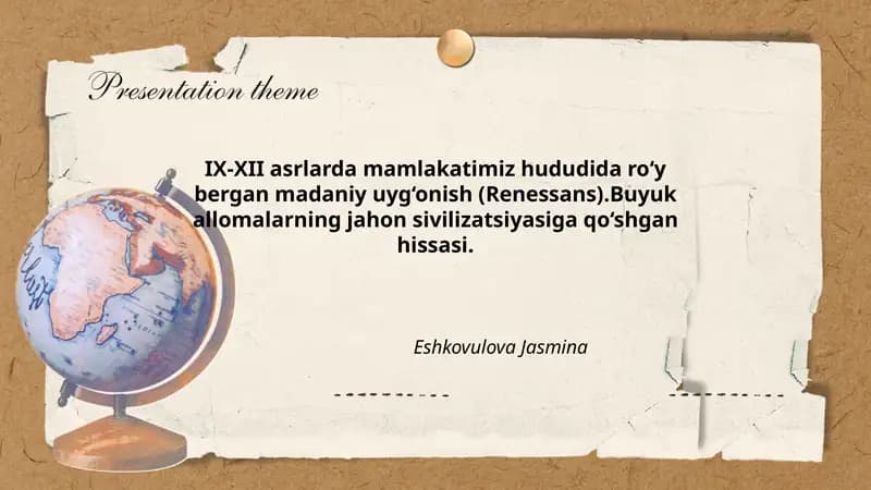 IX-XII asrlarda mamlakatimiz hududida ro‘y bergan madaniy uyg‘onish (Renessans)