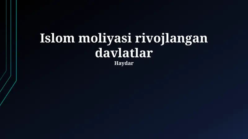 Islom Moliyasi rivojlangan davlatlar