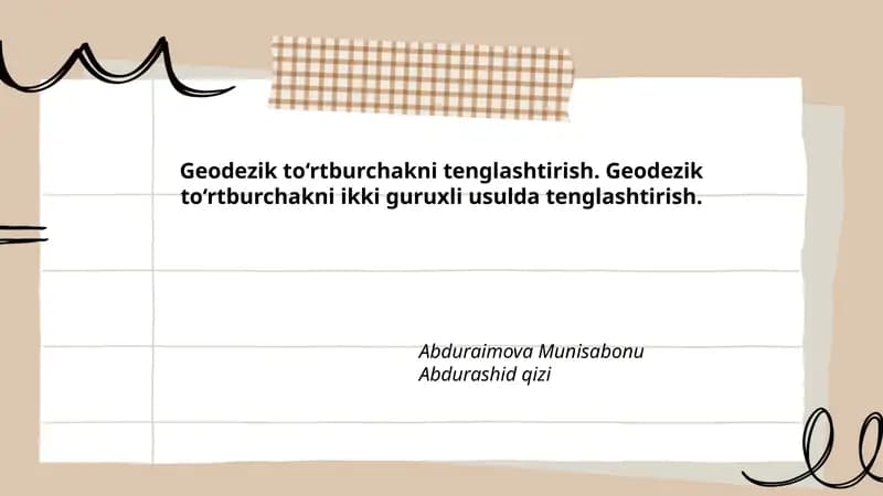 Geodezik to‘rtburchakni tenglashtirish